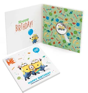 Minions Birthday Cardand Coin Set PNG image