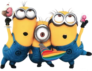Minions_with_ Party_ Props PNG image