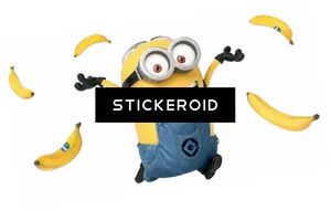 Minionwith Bananas Black Background PNG image