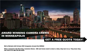 Minneapolis Skyline Camera Crew Advert PNG image
