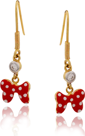 Minnie Bow Earrings Red Polka Dot PNG image