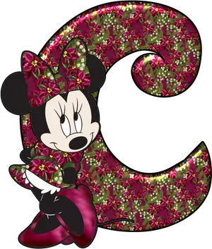 Minnie Mouse Floral Letter C PNG image