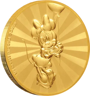 Minnie Mouse Gold Coin Collectible PNG