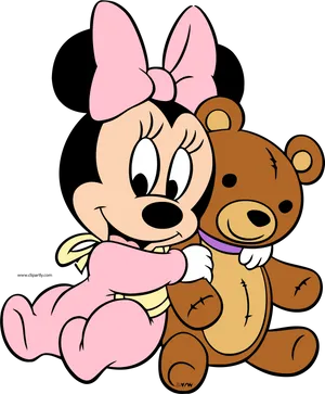 Minnie_ Mouse_ Hugging_ Teddy_ Bear PNG image