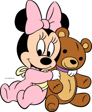 Minnie Mouse Hugging Teddy Bear PNG image