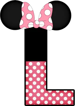 Minnie Mouse Inspired Letter L PNG image