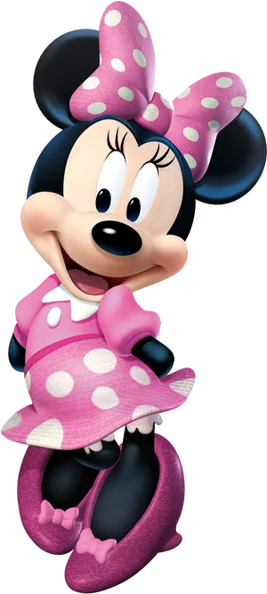Minnie Mouse Pink Dress Polka Dots PNG image