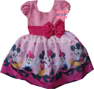 Minnie Mouse Pink Dressfor Baby PNG image