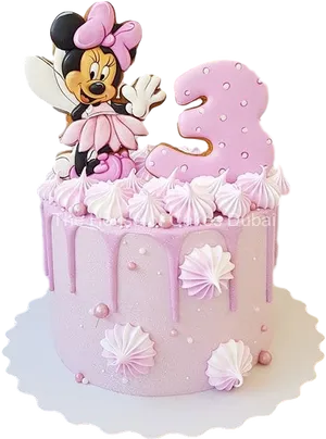 Minnie Mouse Third Birthday Cake PNG image