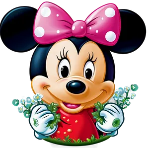 Minnie Mouse With Flowers Png Wiq PNG image