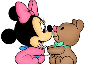 Minnie Mouse With Teddy Bear PNG image