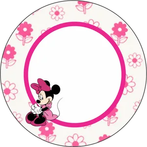 Minnie Rosa Floral Frame PNG image