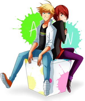 Miraculous_ Ladybug_ Adrien_and_ Nathaniel_ Vector_ Art PNG image