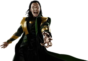 Mischief Makerin Greenand Gold Suit PNG image