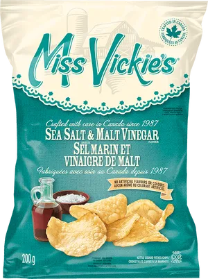 Miss Vickies Sea Salt Malt Vinegar Chips PNG