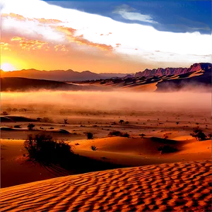 Misty Desert Sunrise PNG Nxu48 PNG