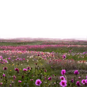 Misty Flower Field PNG 81
