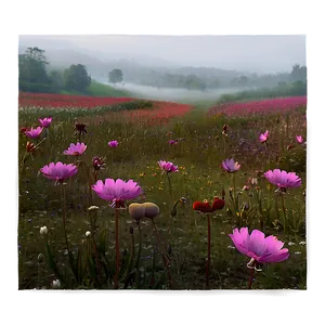Misty Flower Field PNG Mkc90