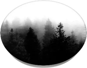 Misty Forest Circle Blackand White PNG image