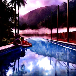 Misty Hot Springs Relaxation PNG Hgt