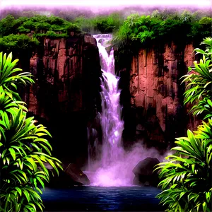 Misty Waterfall Atmosphere PNG 11