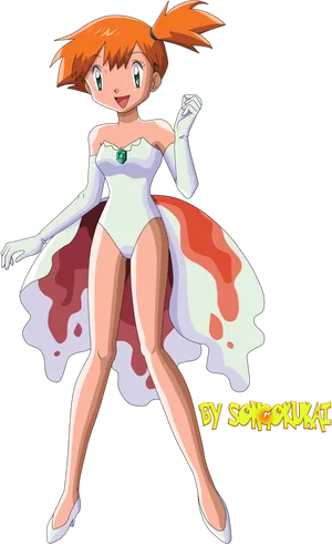 Mistyin Elegant Gown Pokemon Fanart PNG image