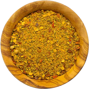 Mixed Spicesin Wooden Bowl PNG image