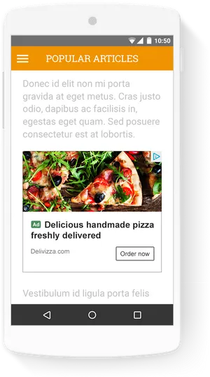 Mobile Ad Display Pizza Delivery PNG image