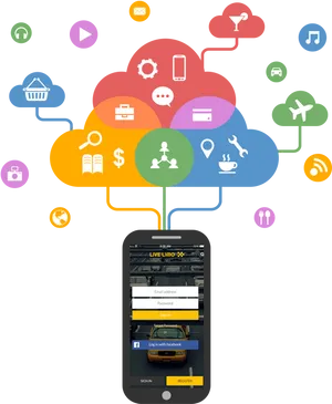 Mobile App Cloud Integration Concept PNG image