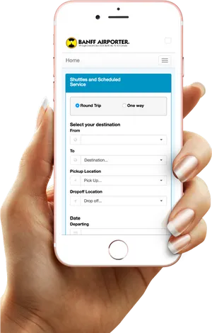 Mobile Booking Appin Hand PNG image