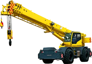 Mobile Crane Yellow Extended Boom PNG