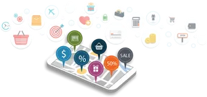Mobile Ecommerce Concept Illustration PNG