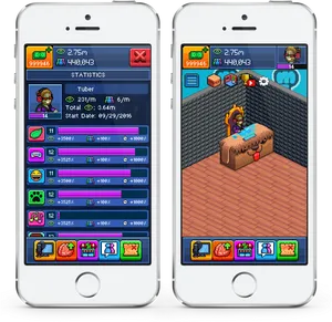 Mobile Gaming Simulation Two Screenshots PNG image