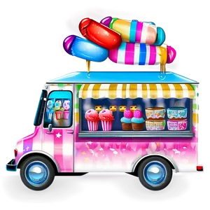 Mobile Ice Cream Shop Truck PNG 06122024 PNG
