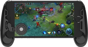 Mobile Legends Gameplayon Smartphone Controller PNG image