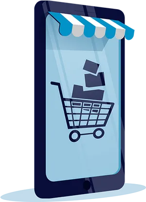 Mobile Online Shopping Concept PNG