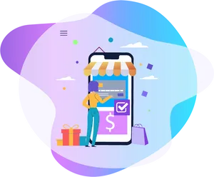 Mobile Online Shopping Illustration