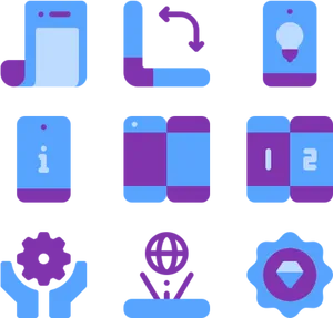 Mobile Phone Features Icons Set PNG