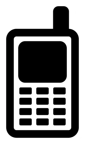 Mobile Phone Icon Blackand White PNG image