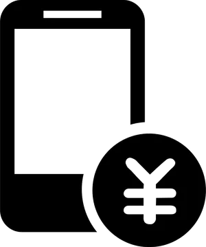 Mobile Phone Yen Symbol Icon PNG image