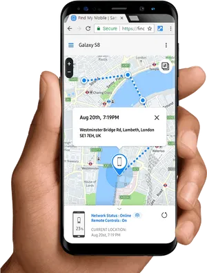 Mobile Tracking App Screen In Hand PNG image