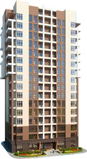 Modern Apartment Building Rendering PNG image