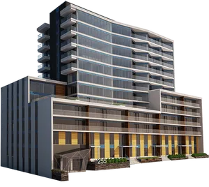 Modern Apartment Complex Rendering PNG
