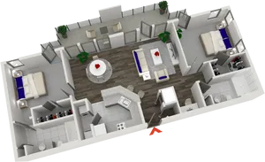 Modern Apartment3 D Floor Plan PNG