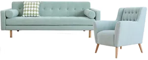 Modern Aqua Blue Sofaand Armchair Set PNG image