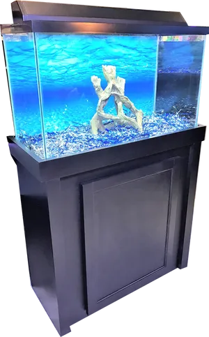 Modern Aquariumwith Decorative Wood PNG