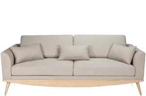 Modern Beige Couch Black Background PNG image