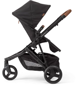 Modern Black Baby Stroller PNG image