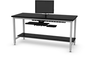 Modern Black Computer Desk Setup PNG