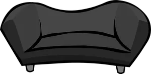 Modern Black Couch Vector PNG image